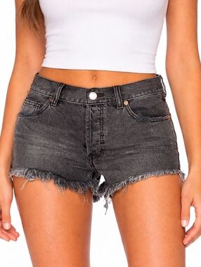 We The Free by Free People Black Distressed Denim Cutoff Jean Shorts Women’s 26